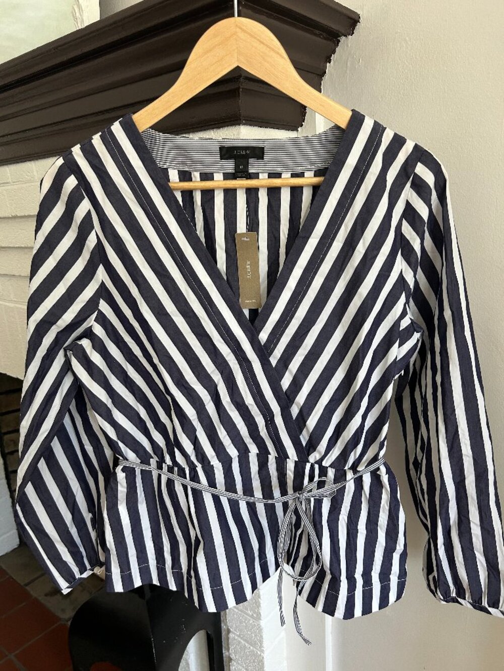 J. Crew Stripped Blue and White Shirt Size 10 NWT